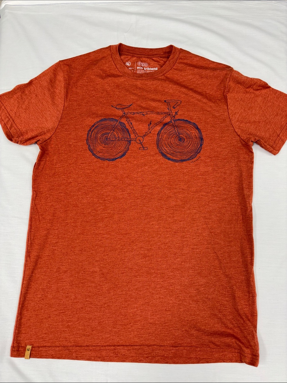 TenTree Eco Triblend Men's Orange Graphic tree wood Bike Tee M 10 ten tree